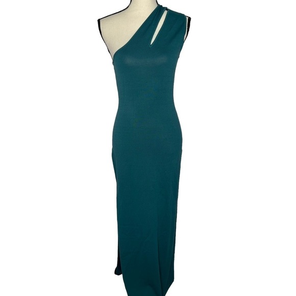 Torn By Ronny Kobo Fina Knit Teal One Shoulder Dress - Picture 4 of 15